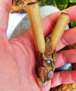 Kuripe bambu Totem GUFO Amuleto con Pietre potenti